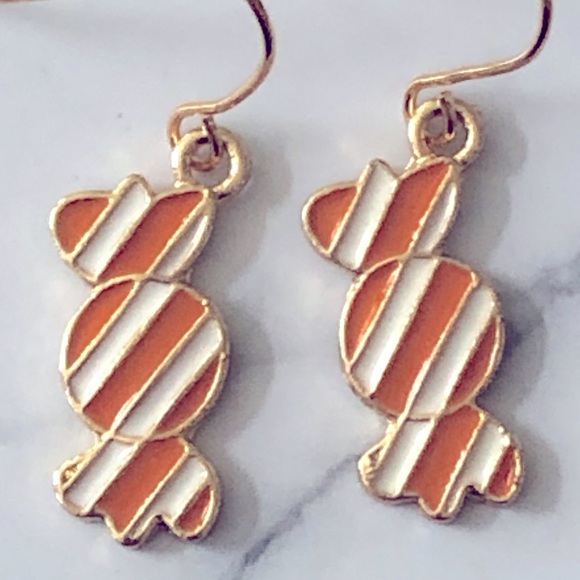 New Halloween Candy Holiday Cute Fun Handmade Striped Earrings Unique Gifts - Picture 1 of 4